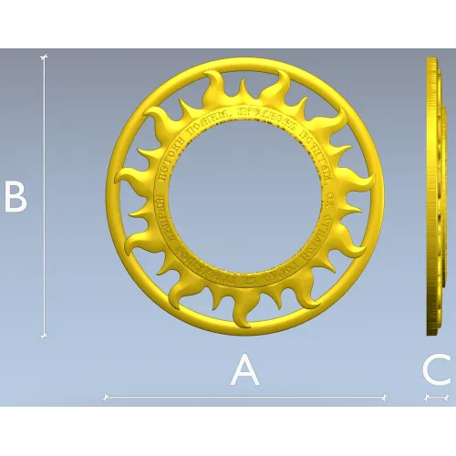 Solar Flame Ring - round decorative frame STL for CNC
