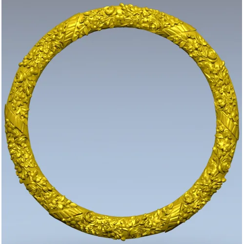 Round Floral Wreath STL 3D model for CNC milling