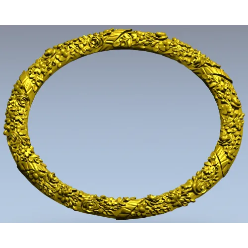 Round Floral Wreath STL 3D model for CNC milling