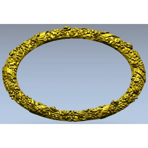 Round Floral Wreath STL 3D model for CNC milling