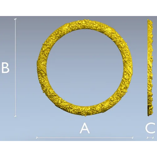 Round Floral Wreath STL 3D model for CNC milling
