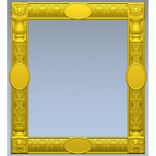 Regal Lion Medallion Frame - STL 3D model for CNC routers
