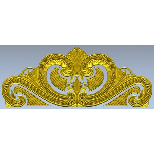 Baroque headboard crest STL 3D model for CNC carving
