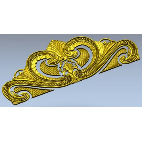 Baroque headboard crest STL 3D model for CNC carving