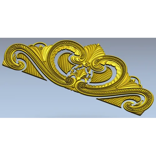 Baroque headboard crest STL 3D model for CNC carving