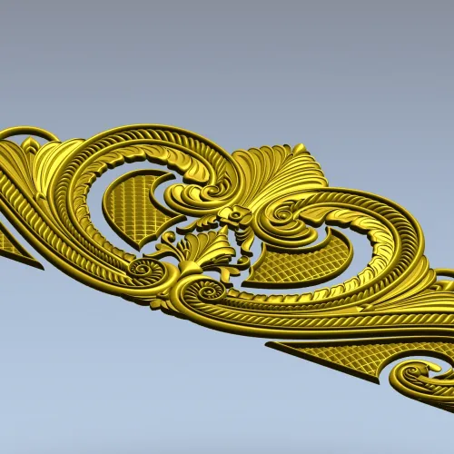 Baroque headboard crest STL 3D model for CNC carving