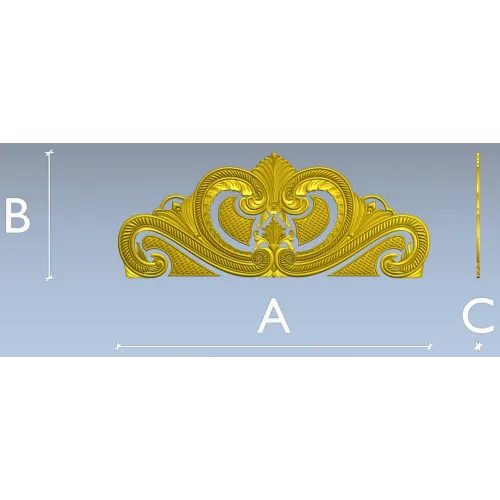 Baroque headboard crest STL 3D model for CNC carving