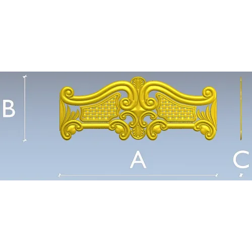 Ornate Rococo Headboard Crest - STL 3D model for CNC