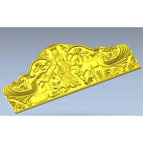 Maiden and Deer Crest - ornate STL headboard panel for CNC carving
