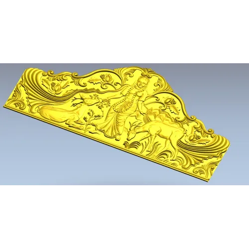 Maiden and Deer Crest - ornate STL headboard panel for CNC carving
