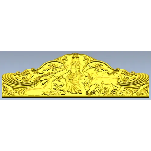 Maiden and Deer Crest - ornate STL headboard panel for CNC carving