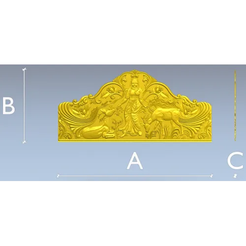 Maiden and Deer Crest - ornate STL headboard panel for CNC carving