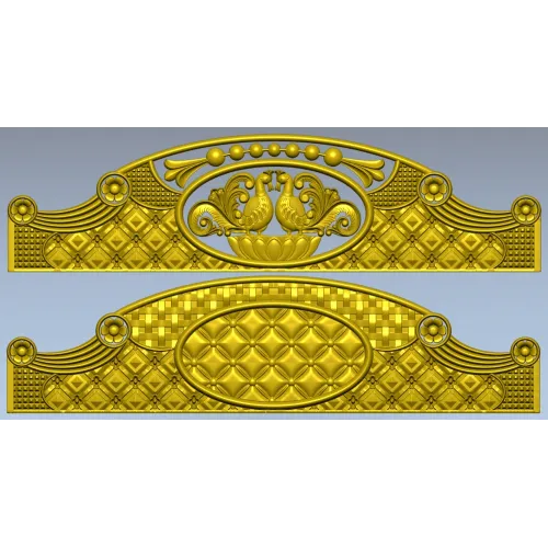 Headboard Frieze STL - Avian Cartouche & Tufted Medallion