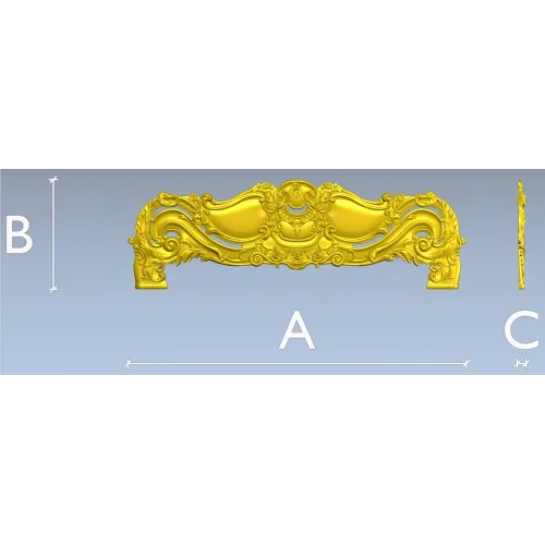 Ornate Rococo Headboard STL 3D Model for CNC