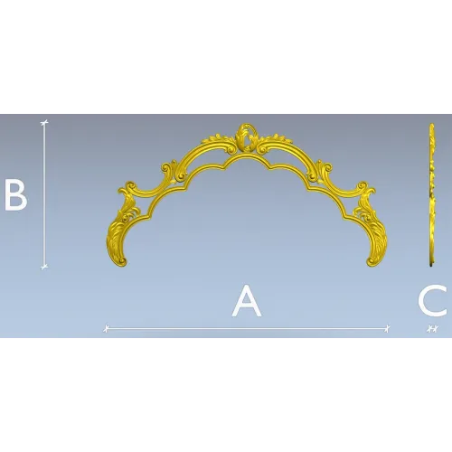 Rococo headboard crest STL for CNC