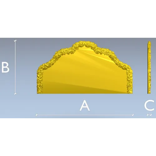 Floral Crest Headboard - STL 3D model for CNC milling