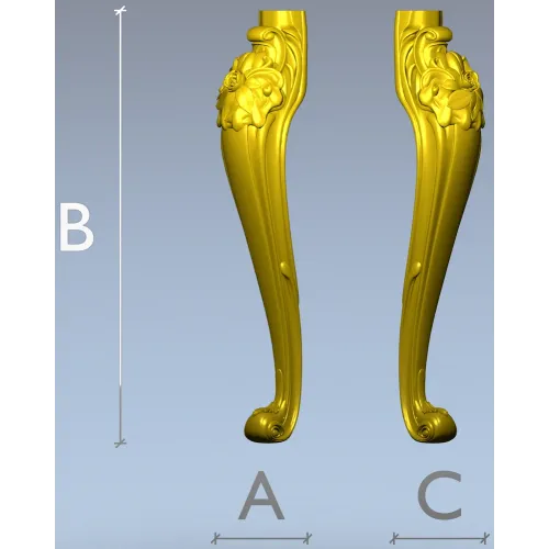 Rococo Rose Cabriole Leg STL for CNC