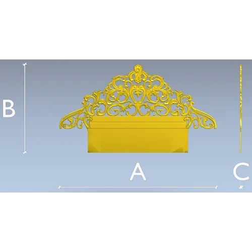 Regal Filigree Headboard Crest - STL 3D model for CNC