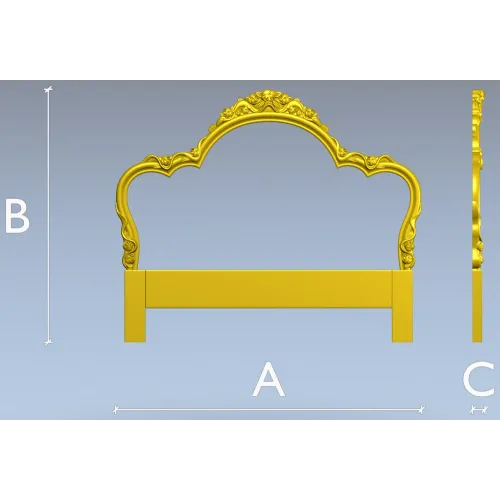 Rococo floral headboard STL for CNC milling