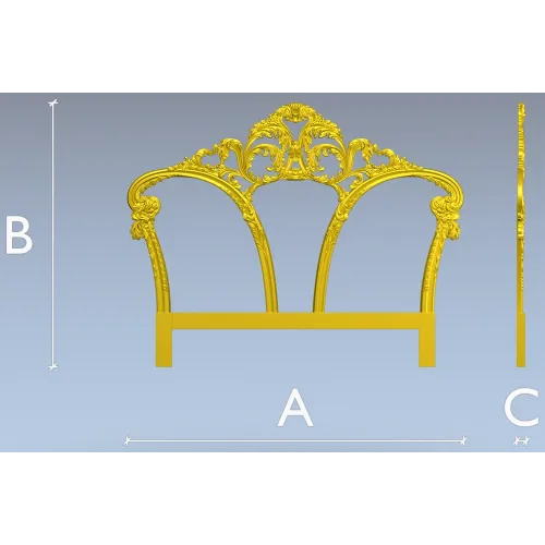 Rococo Triple Arch Headboard STL 3D model for CNC