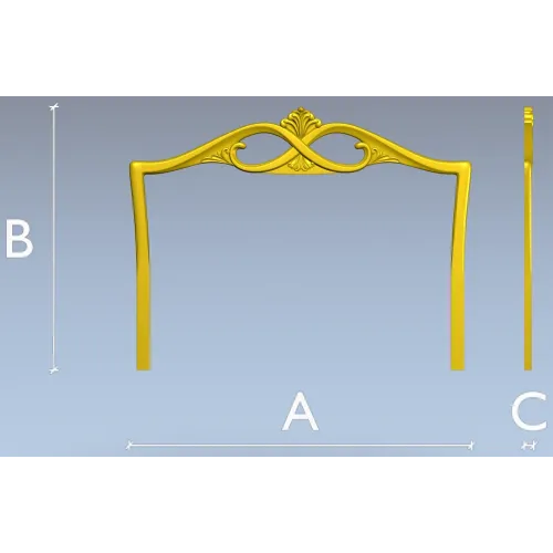 Headboard crest STL for CNC router - ornate pediment 3D model