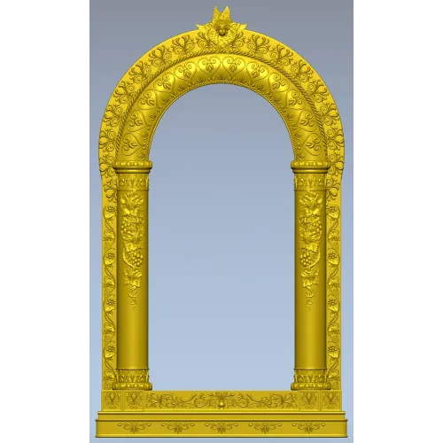 Киот арочный с растительным орнаментом - 3D STL для ЧПУ