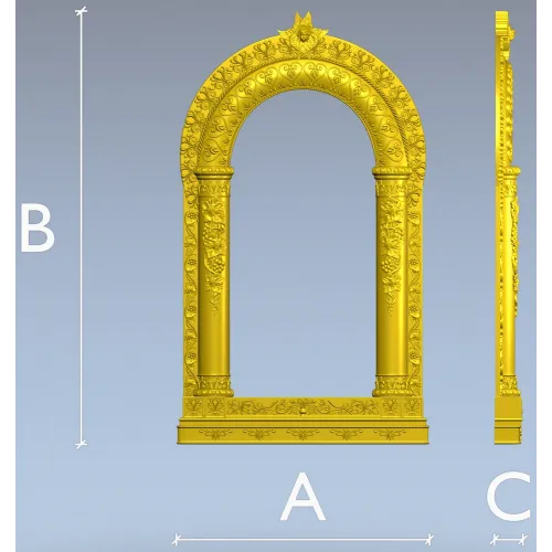 Киот арочный с растительным орнаментом - 3D STL для ЧПУ