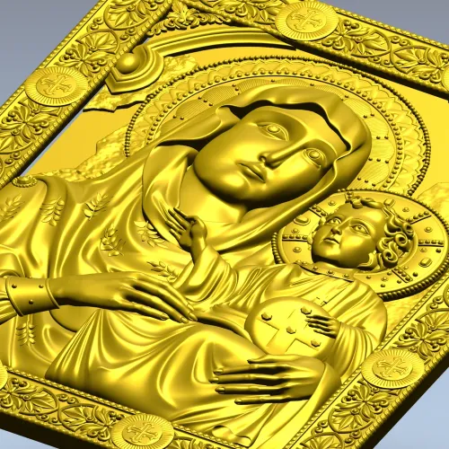 Иерусалимская Богоматерь - 3D модель STL для ЧПУ (икона, барельеф)