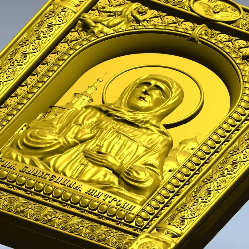 Saint Matrona of Moscow - detailed icon relief STL for CNC
