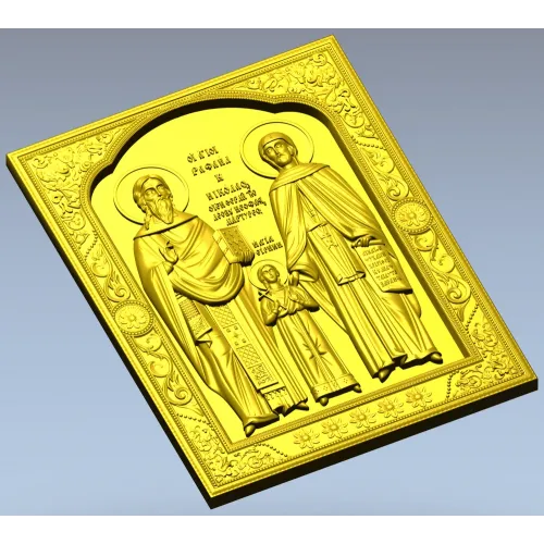 Икона святых Рафаила, Николая и Ирины - STL 3D модель для ЧПУ