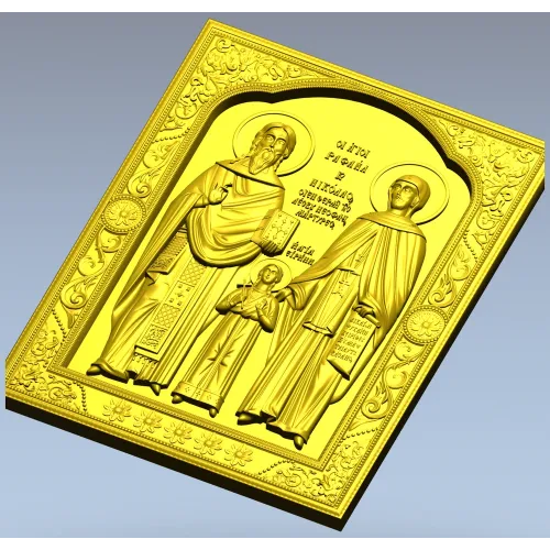 Икона святых Рафаила, Николая и Ирины - STL 3D модель для ЧПУ