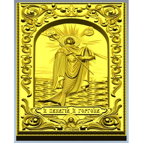 Panagia and Gorgona - high-relief religious panel STL for CNC