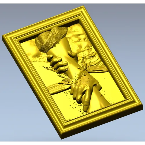 Hand of Jesus - high-relief framed panel STL for CNC carving