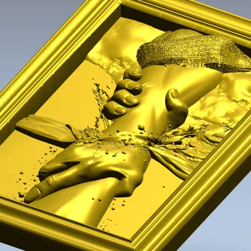 Hand of Jesus - high-relief framed panel STL for CNC carving