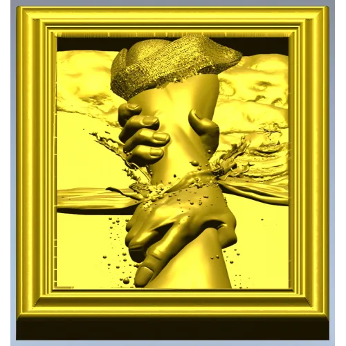 Hand of Jesus - high-relief framed panel STL for CNC carving