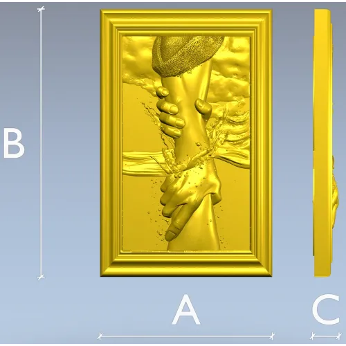 Hand of Jesus - high-relief framed panel STL for CNC carving