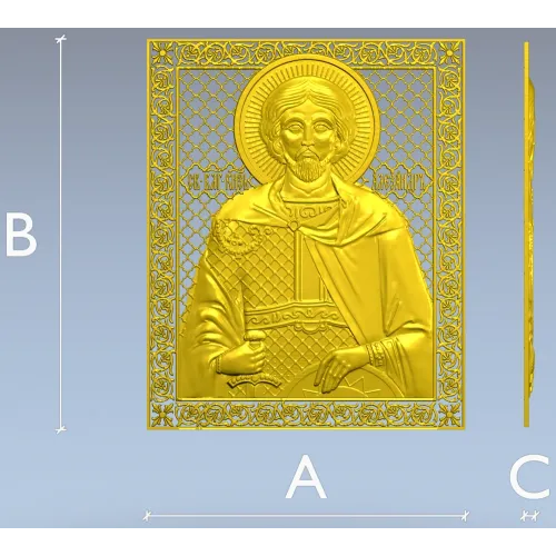 Александр Невский - иконостасный рельеф в формате STL для ЧПУ