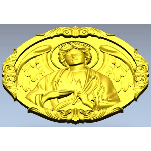 Archangel Jehudiel round medallion STL 3D model for CNC