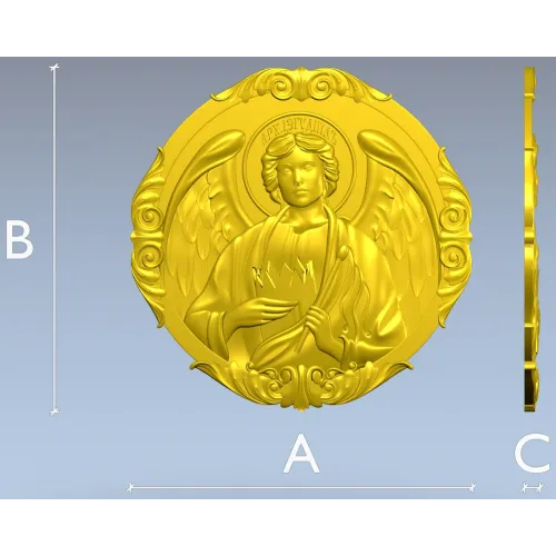 Archangel Jehudiel round medallion STL 3D model for CNC