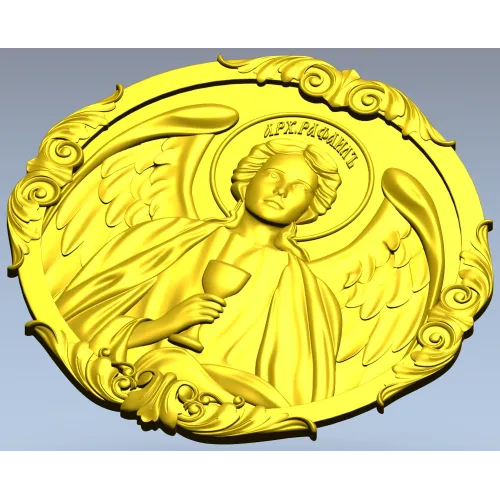 Архангел Рафаил - рельефный медальон STL для ЧПУ