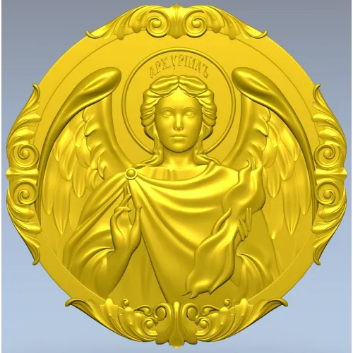 Архангел Уриил - рельефная круглая икона в STL для ЧПУ