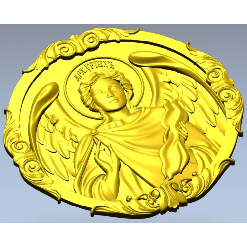 Архангел Уриил - рельефная круглая икона в STL для ЧПУ
