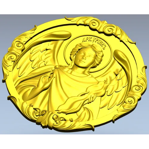 Архангел Уриил - рельефная круглая икона в STL для ЧПУ
