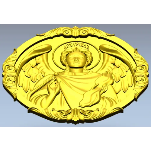 Архангел Уриил - рельефная круглая икона в STL для ЧПУ