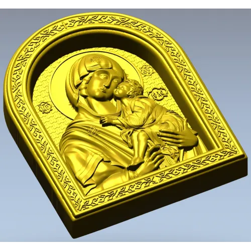 Theotokos Eleusa - arched icon relief STL for CNC