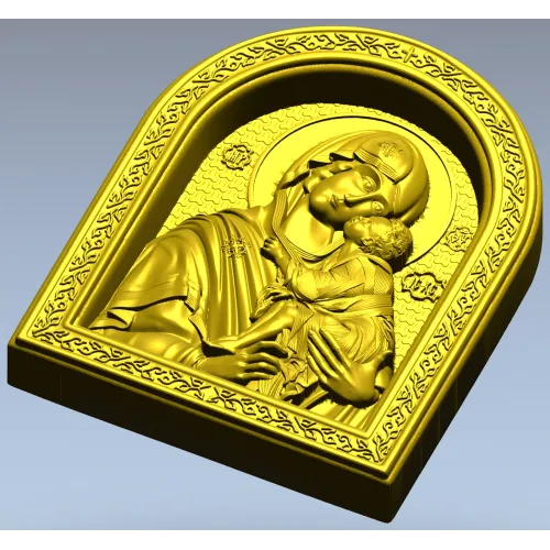 Theotokos Eleusa - arched icon relief STL for CNC