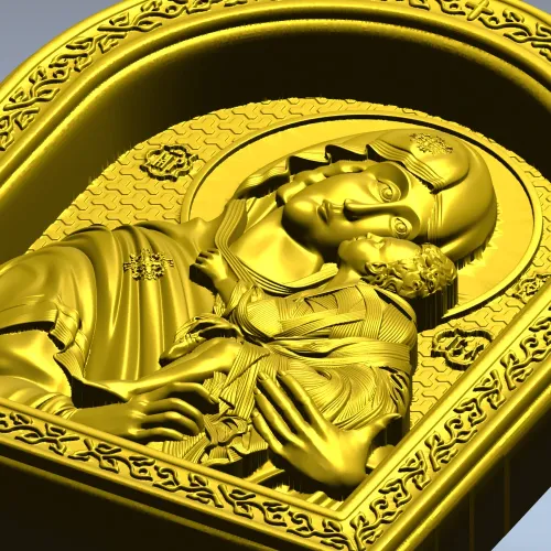 Theotokos Eleusa - arched icon relief STL for CNC