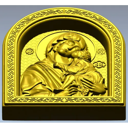 Theotokos Eleusa - arched icon relief STL for CNC