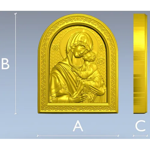 Theotokos Eleusa - arched icon relief STL for CNC