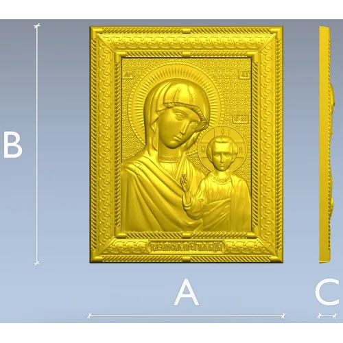 Казанская икона - барельеф для ЧПУ (STL)